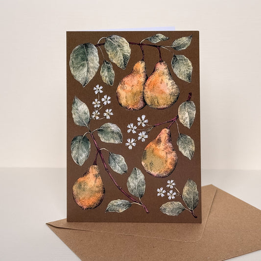 Green Pears Illustrated Greetings Card