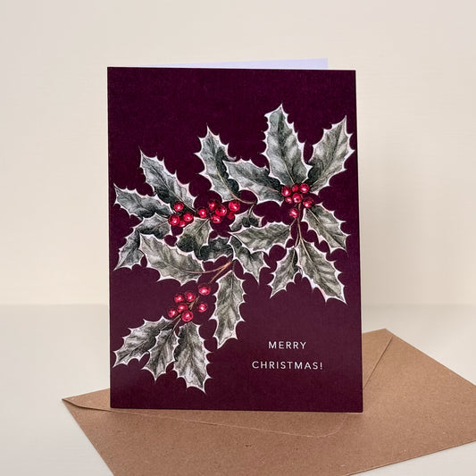 Holly Botanical Christmas Card