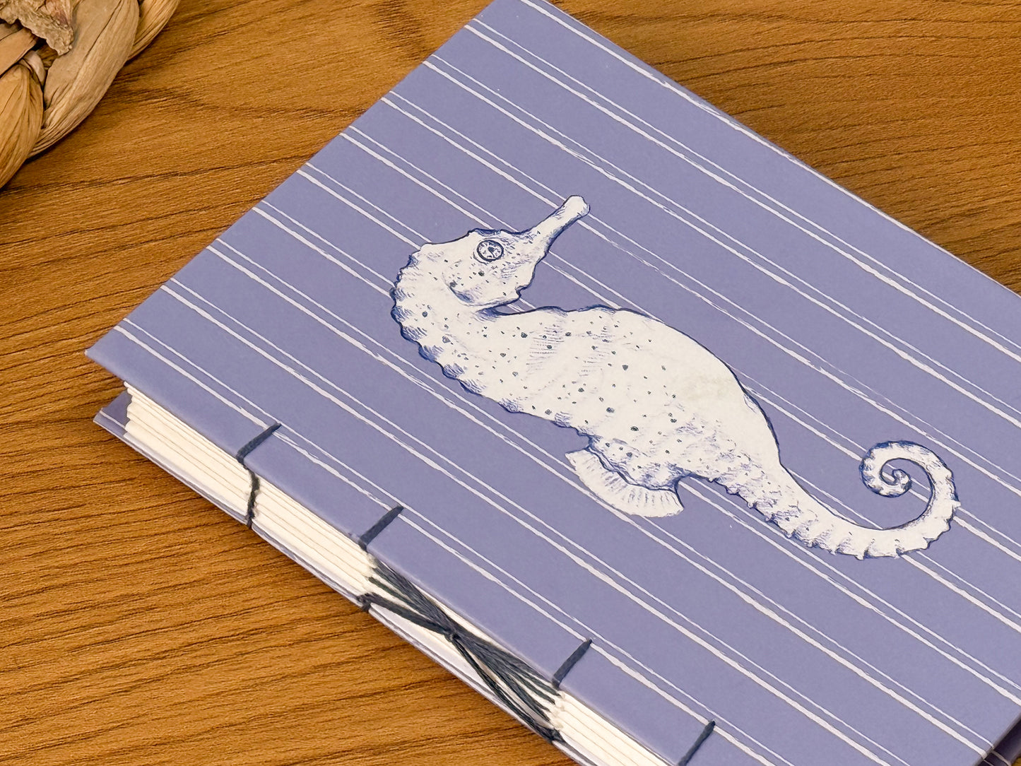 A6 Watercolour Sketchbook - Stripy Seahorse Design