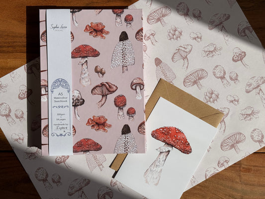 A5 Watercolour Sketchbook - Fungi Design